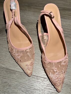 shein pink lace kitten heels 🐱